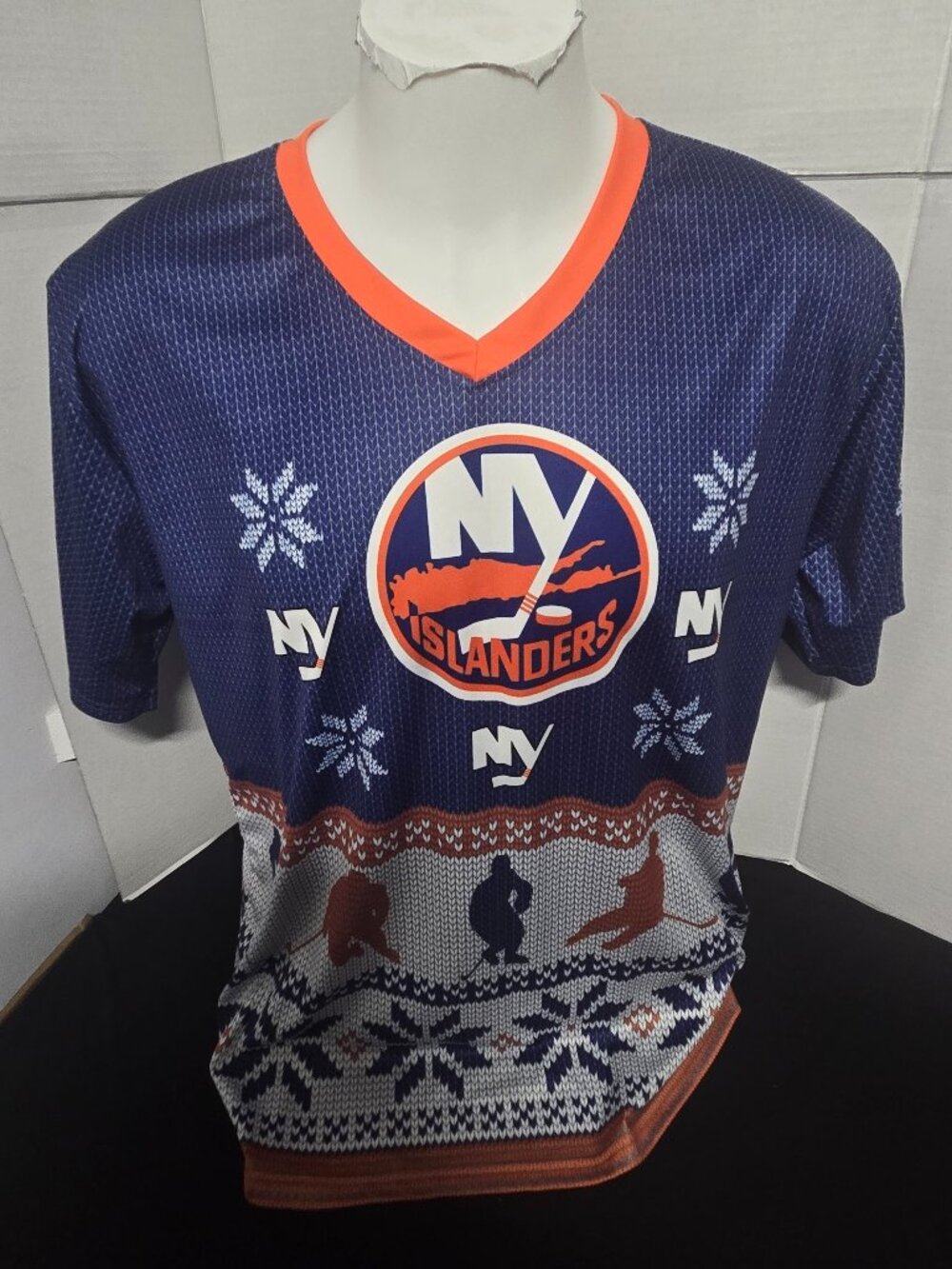 🏒🎄 New York Islanders Ugly Christmas Hockey Jersey – XL 🎄🏒